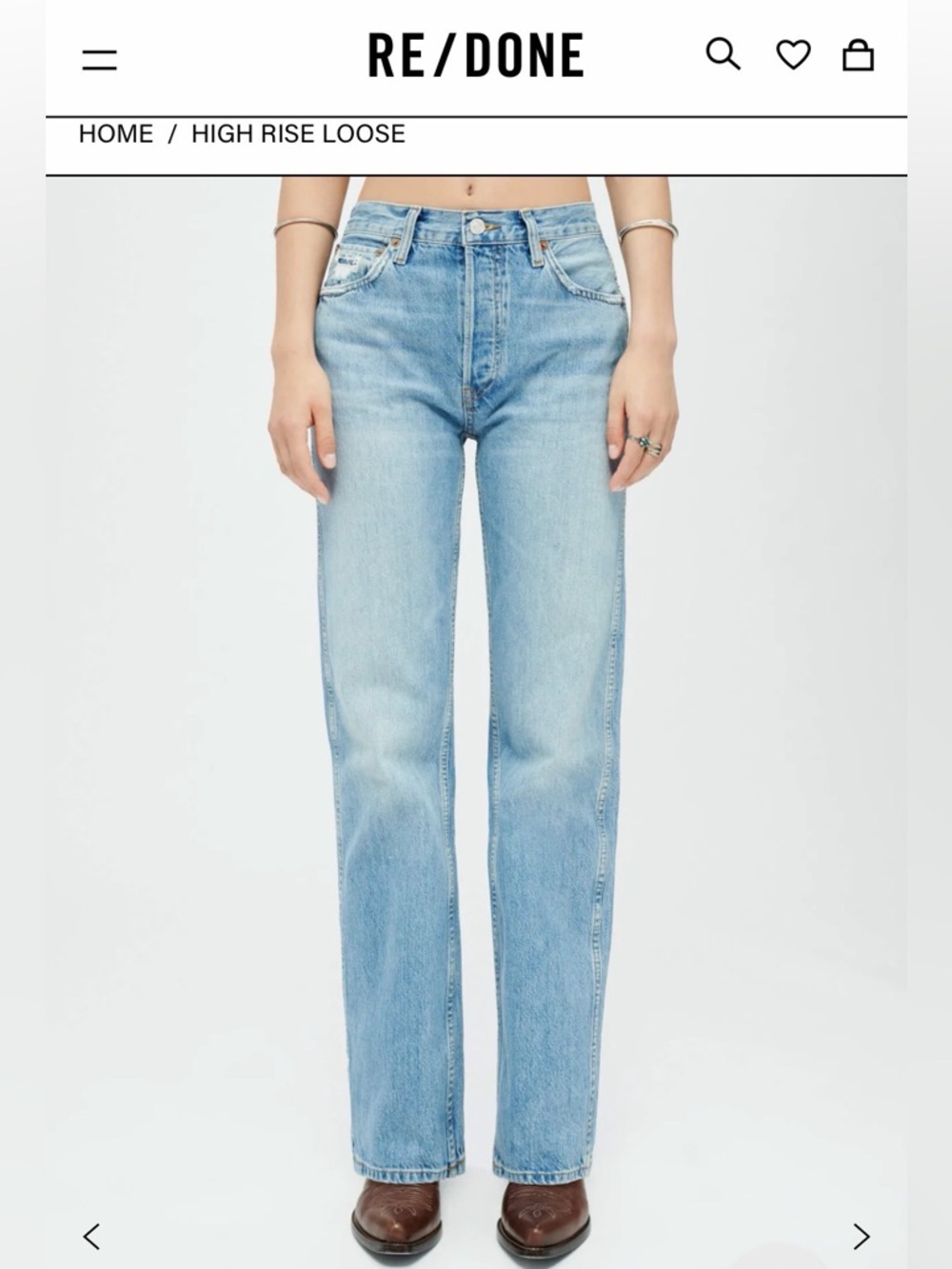 Re/Done 90s High Rise Loose Jeans - SIZE 24 - Picture 6 of 7